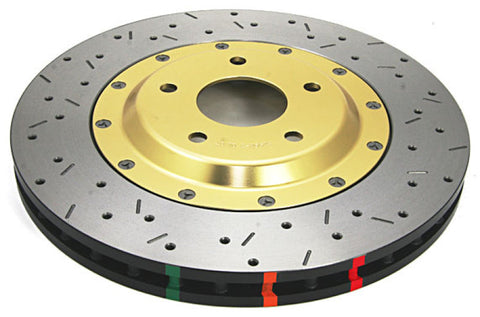 DBA 97-04 Corvette C5/C6 Front Drilled & Slotted 5000 Series 2 Piece Rotor Assembled w/ Gold Hat - 52994GLDXS