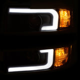ANZO 2015-2016 Chevrolet Silverado Projector Headlights w/ Plank Style Design Black w/ Amber - 111359