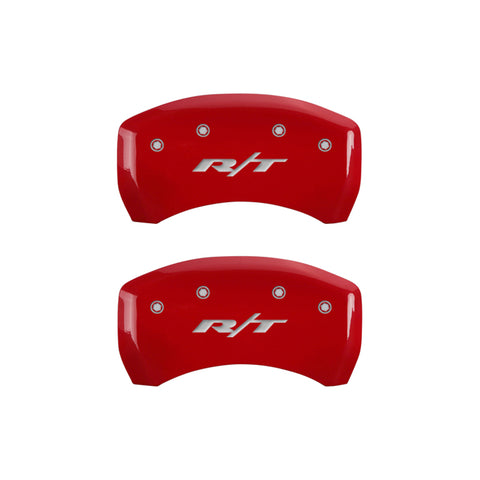 MGP 4 Caliper Covers Engraved Front & Rear RT1-Truck Red finish silver ch - 12181SRT1RD