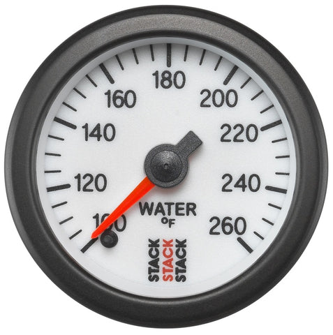 Autometer Stack 52mm 100-260 Deg F 1/8in NPTF Male Pro Stepper Motor Water Temp Gauge - White - ST3358