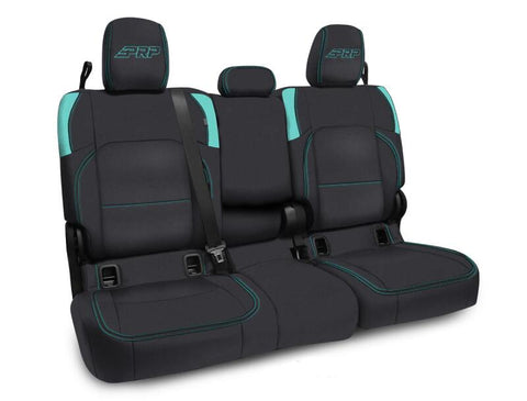 PRP Jeep Wrangler JT Rear Bench Covers - with Armrest - Black/Teal - B056-09