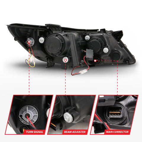 ANZO 2011-2013 Kia Optima Projector Headlights w/ Halo Chrome (CCFL) - 121459