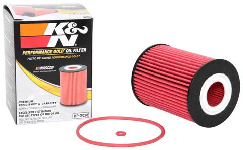 K&N Performance Oil Filter for 2010+ Mercedes Benz GLE350D 3.0L V6 DSL 2.75in OD x 3.625in H - HP-7028
