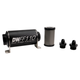 DeatschWerks Stainless Steel 6AN 10 Micron Universal Inline Fuel Filter Housing Kit (110mm) - 8-03-110-010K-6