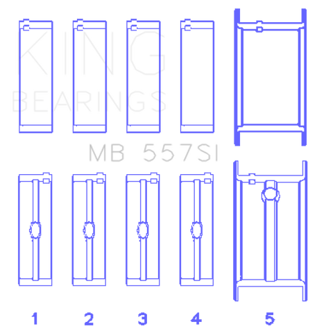 King Small Block Chevy (Size STD) Silicon Aluminum Bi-Metal Main Bearing Set - MB557SI