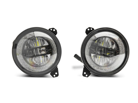 Raxiom 18-22 Jeep Wrangler JL/JT Axial Series LED Headlights- Black Housing (Clear Lens) - J133763