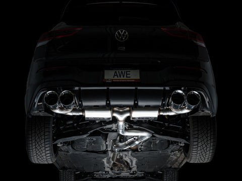 AWE Tuning MK8 Volkswagen Golf R 3in Touring Edition Quad Exhaust - Chrome Silver Tips - 3015-42658