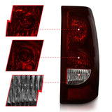ANZO 2003-2006 Chevrolet Silverado 1500 Taillights Taillights Dark Red/Clear Lens (OE Style) (Pair) - 211184