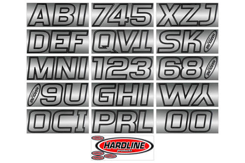 Hardline Boat Lettering Registration Kit 3 in. - 700 Chrome/Black - CHBLK700