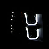 ANZO 2007-2013 Chevrolet Silverado 1500 Projector Headlights w/ U-Bar Black - 111281