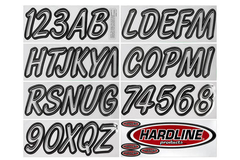 Hardline Boat Lettering Registration Kit 3 in. - 400 Silver/Black - SIBKG400