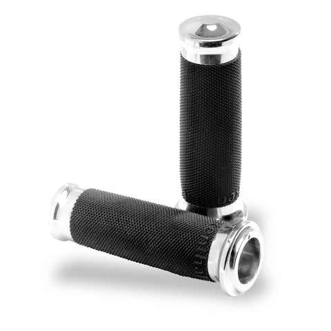 Performance Machine Contour Renthal Wrapped Grips - Chrome - 0063-2020-CH