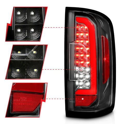 ANZO 15-21 Chevrolet Colorado Full LED Tail Lights w/ Red Lightbar Black Housing Clear Lens - 311432