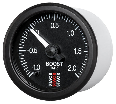 Autometer Stack 52mm -1 to +2 Bar (Incl T-Fitting) Pro Stepper Motor Boost Pressure Gauge - Black - ST3311