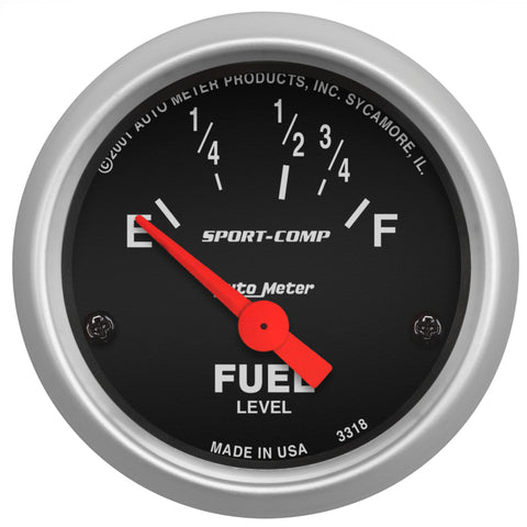 Autometer Sport Comp 52mm 16-158 Ohms Electronic Fuel Level Gauge - 3318