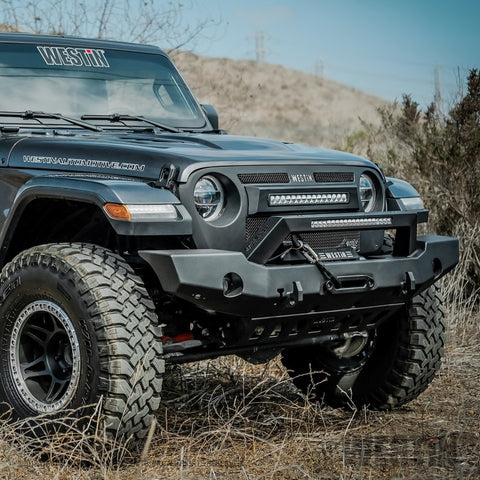 Westin 18-20 Jeep Wrangler WJ2 Full Width Front Bumper w/LED Light Bar Mount Textured Black - 59-80125