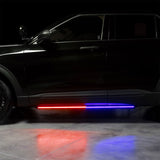 Putco 11-19 Ford Explorer Interceptor Blade Rocker Kits Sideliners - Red/Blue w/ White Override - 901001660