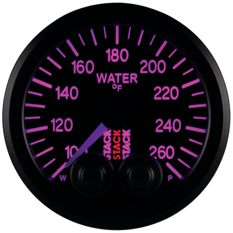 Autometer Stack Pro Control 52mm 100-260 deg F Water Temp Gauge - Black (1/8in NPTF Male) - ST3508