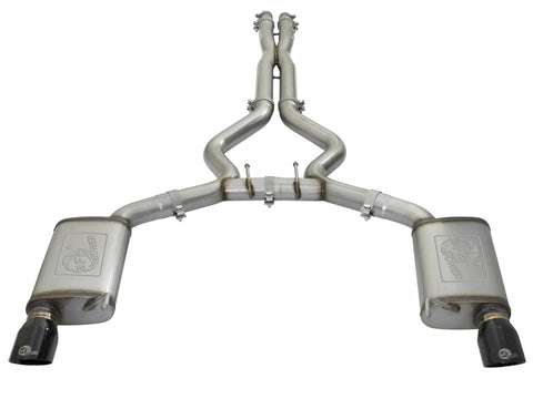 aFe MACHForce XP 3in 304 SS Cat-Back Exhausts w/ Black Tips 15-17 Ford Mustang GT V8-5.0L/V6-3.7L - 49-33072-1B