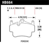 Hawk 05-08 Porsche 911 Carrera Front & Rear / 07-08 Cayman Front Perf Ceramic Street Brake Pads - HB664Z.634