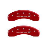 MGP 4 Caliper Covers Engraved Front & Rear With stripes/Journey Red finish silver ch - 12200SJNYRD