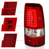 ANZO 1999-2002 Chevy Silverado 1500 LED Taillights Plank Style Chrome With Red/Clear Lens - 311332