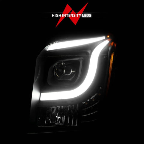 ANZO 15-17 GMC Yukon/Yukon XL Projector Headlights Black Housing/Clear Lens (w/ Light Bars) - 111535