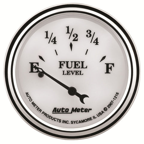 AutoMeter Gauge Fuel Level 2-1/16in. 240 Ohm(e) to 33 Ohm(f) Elec Old Tyme White II - 1216