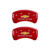 MGP 4 Caliper Covers Engraved Front & Rear Chevy racing Red finish silver ch - 14231SBRCRD