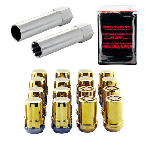 McGard SplineDrive Tuner 4 Lug Install Kit w/Locks & Tool (Cone) M12X1.5 / 13/16 Hex - Gold - 65457GD