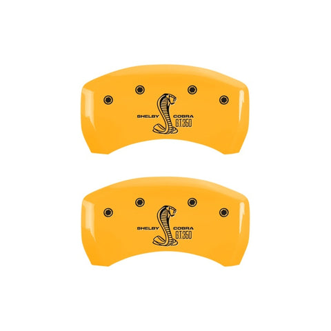 MGP Rear set 2 Caliper Covers Engraved Rear GT350 Shelby & Cobra Yellow finish black ch - 10010RGT3YL