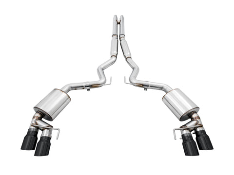 AWE Tuning 2018+ Ford Mustang GT (S550) Cat-Back Exhaust - Touring Edition (Quad Diamond Black Tips) - 3015-43106