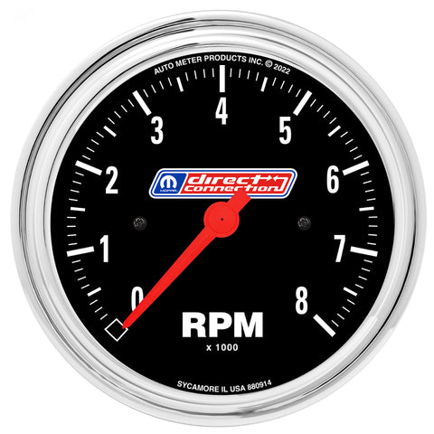 AutoMeter 3-3/8in (85.7mm) Tach 0-8,000 RPM 4/6/8 Cyl In-dash Mopar Direct Connection - 880914