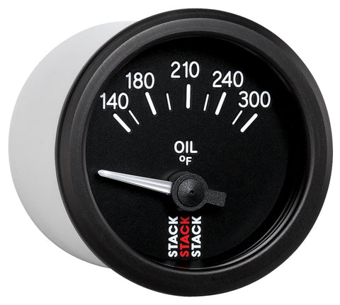 Autometer Stack 52mm 140-300 Deg F 1/8in NPTF Electric Oil Temp Gauge - Black - ST3210