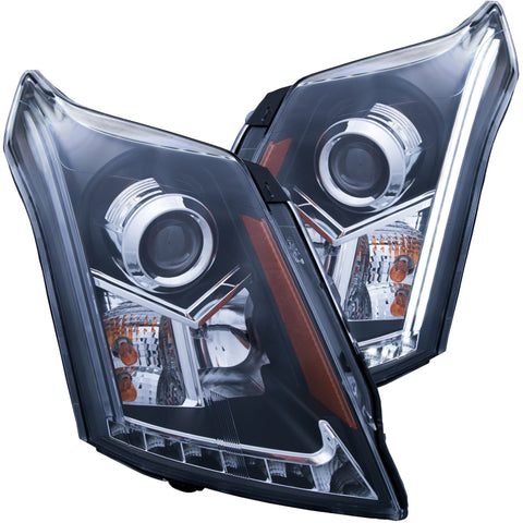 ANZO 2010-2015 Cadillac SRX Projector Headlights w/ Plank Style Design Black - 111308