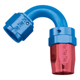 Russell Performance -10 AN Red/Blue 120 Degree Full Flow Swivel Hose End (With 15/16in Radius) - 613420