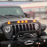 AVS 2018-2019 Jeep Wrangler (JL) Aeroskin Low Profile Hood Shield w/ Lights - Black - 753156