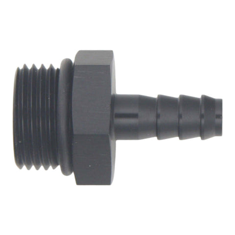 DeatschWerks 10AN ORB Male to 5/16in Male Triple Barb Fitting (Incl O-Ring) - Anodized Matte Black - 6-02-0516-B