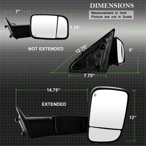 xTune Dodge Ram 1500 09-12 Power Heated Adjust Mirror Black Housing Right MIR-DRAM09S-PWH-R - 9935602
