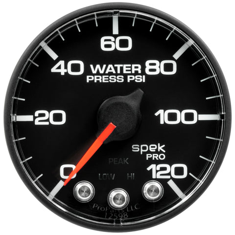 Autometer Spek-Pro Gauge Water Press 2 1/16in 120psi Stepper Motor W/ Peak & Warn - P349328