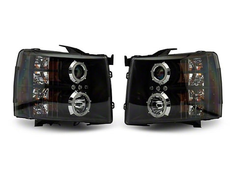 Raxiom 07-13 Silverado 1500 Super White LED Halo Projector Headlights- Black Housing (Clear Lens) - S112717