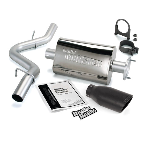 Banks Power 00-03 Jeep 2.5/4.0L Wrangler w/ 2-Bolt Cat Monster Exh Sys - SS Single Exh w/ Blk Tip - 51313-B