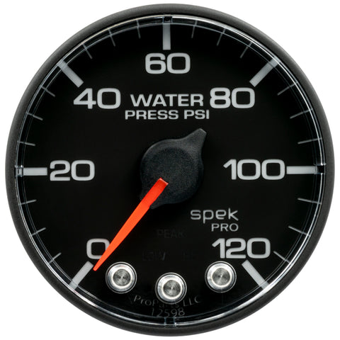 Autometer Spek-Pro Gauge Water Press 2 1/16in 120psi Stepper Motor W/ Peak & Warn - P349328