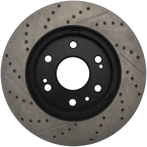 StopTech 05-10 GMC Sierra 1500 (w Rear Drum) / 07-09 GMC Yukon Front Left Slotted & Drilled Rotor - 127.66057L