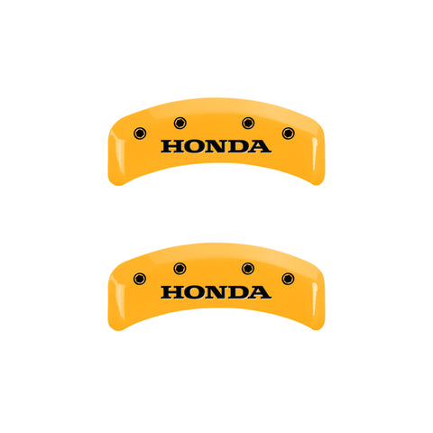 MGP 4 Caliper Covers Engraved Front & Rear Honda Yellow Finish Black Char 2003 Honda Element - 20076SHONYL