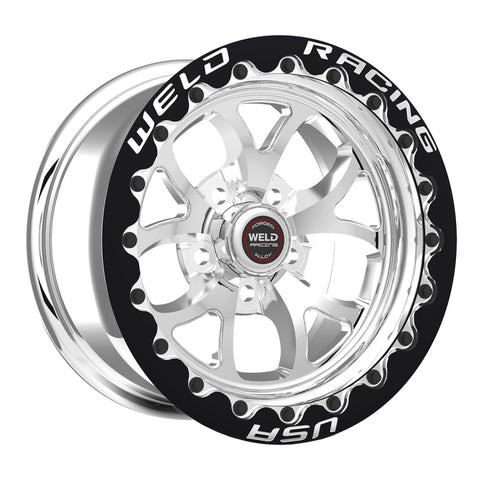 Weld S76 15x9 / 5x4.5 BP / 6.5in. BS Polished Wheel (Medium Pad) - Black Single Beadlock MT - 76MP509A65F