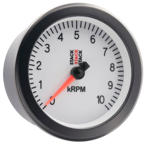 Autometer Stack Sport 88mm 0-10K RPM Tachometer - White - ST100-010W
