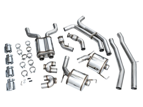 AWE Tuning 19-23 Audi C8 S6/S7 2.9T V6 AWD Touring Edition Exhaust - Chrome Silver Tips - 3015-42103