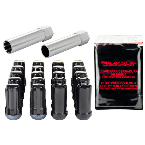 McGard SplineDrive Tuner 5 Lug Install Kit w/Locks & Tool (Cone) 1/2-20 / 13/16 Hex / 1.6in. L - Blk - 65540BK