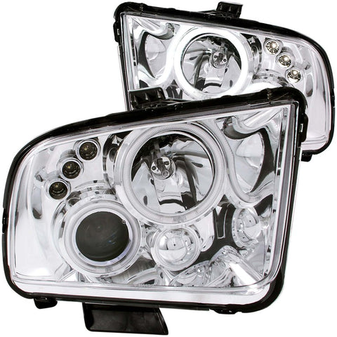 ANZO 2005-2009 Ford Mustang Projector Headlights w/ Halo Chrome - 121162